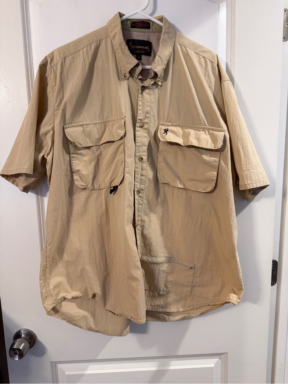 Browning Men's RBO Travel Gear Vented Short-Sleeve Button Shirt in Khaki